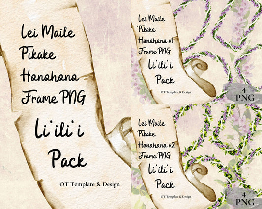 Maile Pikake Honohono 3 Strand Twist Lei | Hawaiian Frame PNG Liʻiliʻi Pack | Digital Download