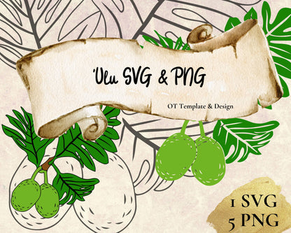 Ulu Breadfruit Bunch SVG PNG | Hawaiian Nature Clipart Bundle | Digital Download