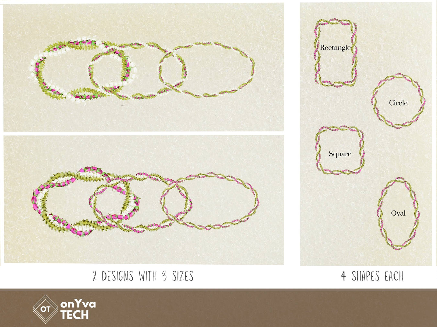 Pikake Pakalana Lokelani 3 Strand Twist Lei | Hawaiian Frame PNG Bundle | Digital Download