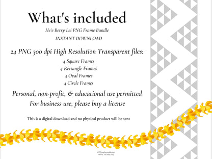 Hee Berry Lei | Hawaiian Frame PNG Bundle | Digital Download