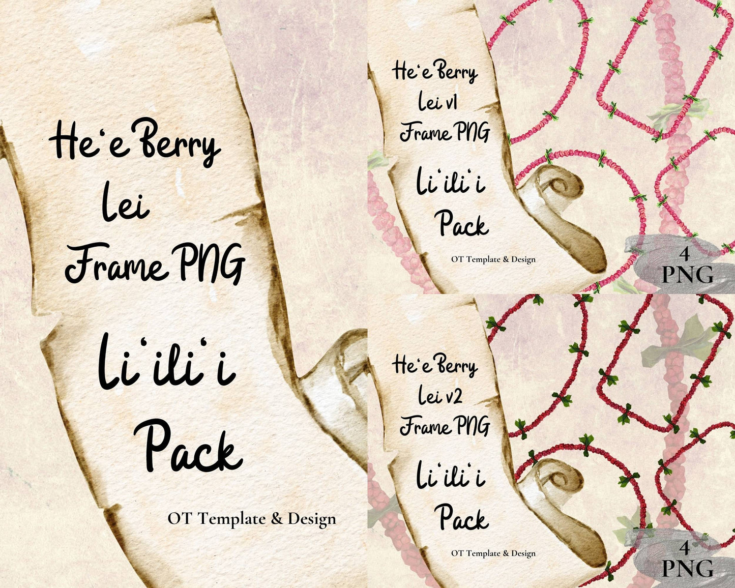 Hee Berry Lei | Hawaiian Frame PNG Liʻiliʻi Pack | Digital Download