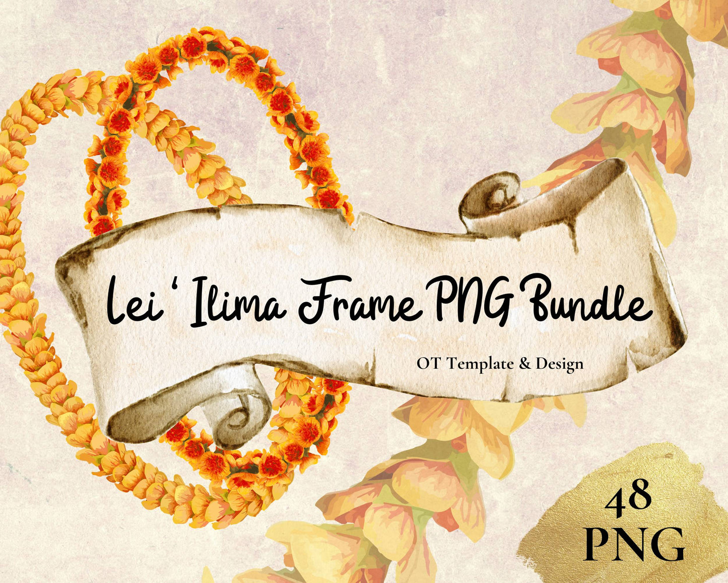 Ilima Lei Hawaiian Frame PNG Liʻiliʻi Pack Digital Download