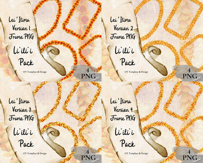 Ilima Lei | Hawaiian Frame PNG Liʻiliʻi Pack | Digital Download