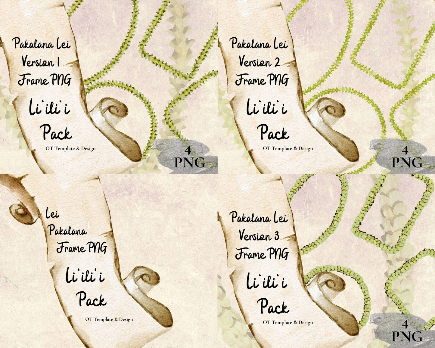 Pakalana Lei | Hawaiian Frame PNG Liʻiliʻi Pack | Digital Download