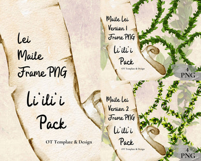 Maile Lei | Hawaiian Frame PNG Liʻiliʻi Pack | Digital Download