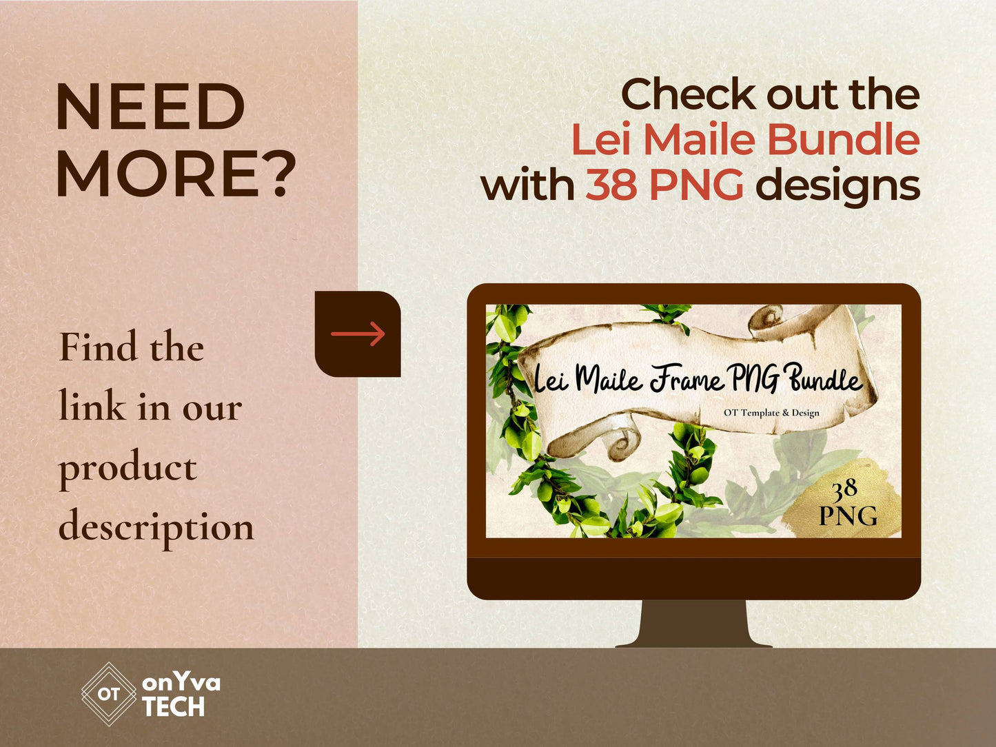 Maile Lei | Hawaiian Frame PNG Liʻiliʻi Pack | Digital Download