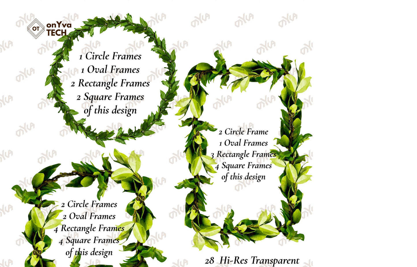 Maile Lei | Hawaiian Frame PNG Bundle | Digital Download