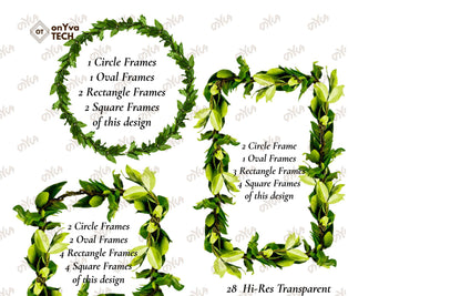 Maile Lei | Hawaiian Frame PNG Bundle | Digital Download