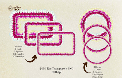 Micronesian White Ginger Purple Orchid Lei | Hawaiian Frame PNG Bundle | Digital Download