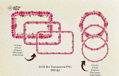 Micronesian White Pink Ginger Lei | Hawaiian Frame PNG Bundle | Digital Download