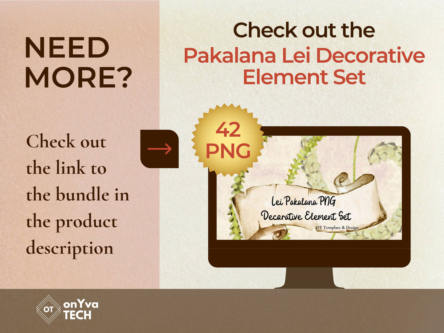 Pakalana Lei | Hawaiian PNG Decorative Element Liʻiliʻi Pack | Digital Download