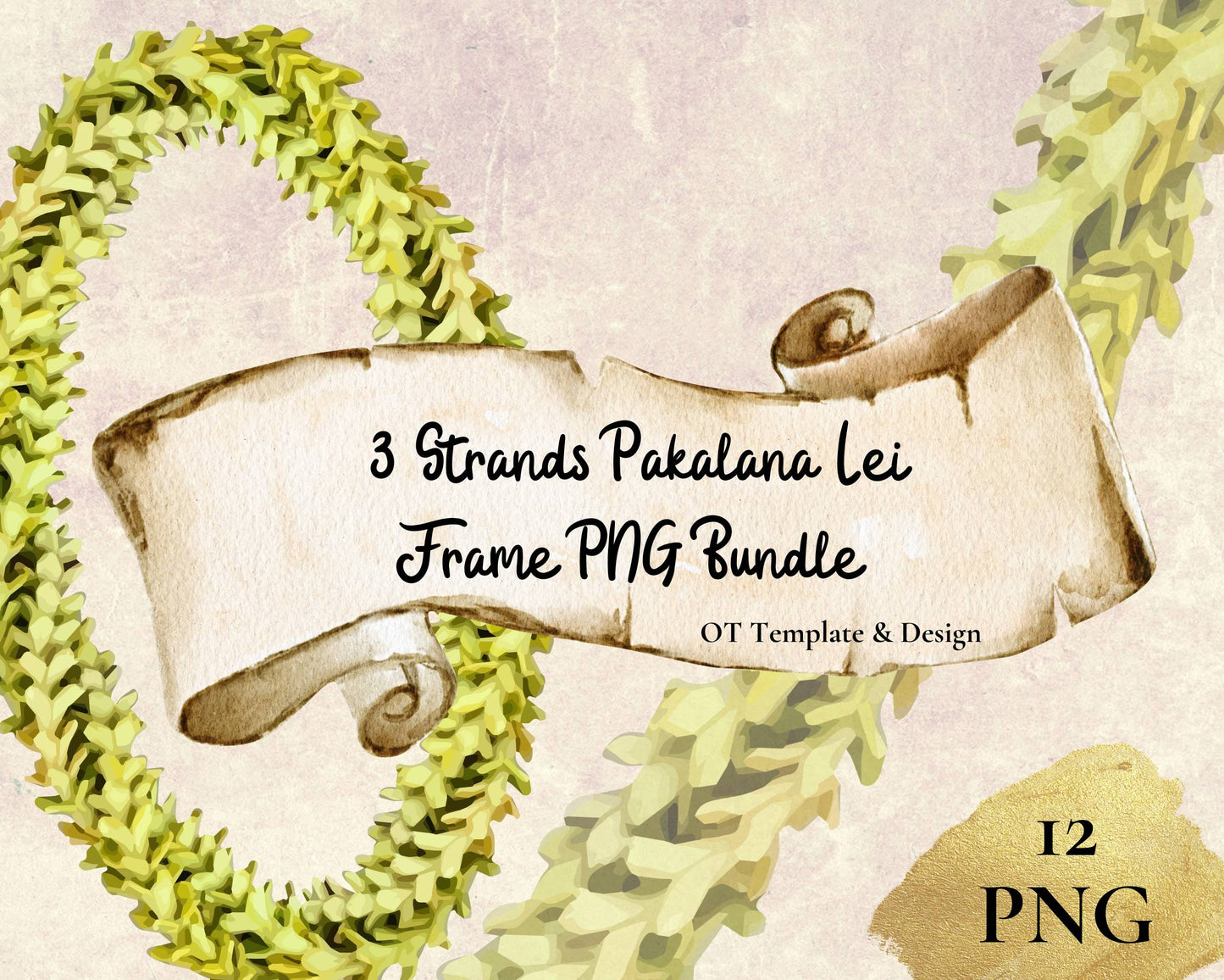 Pakalana 3 Strand Twist Lei | Hawaiian Frame PNG Bundle | Digital Download