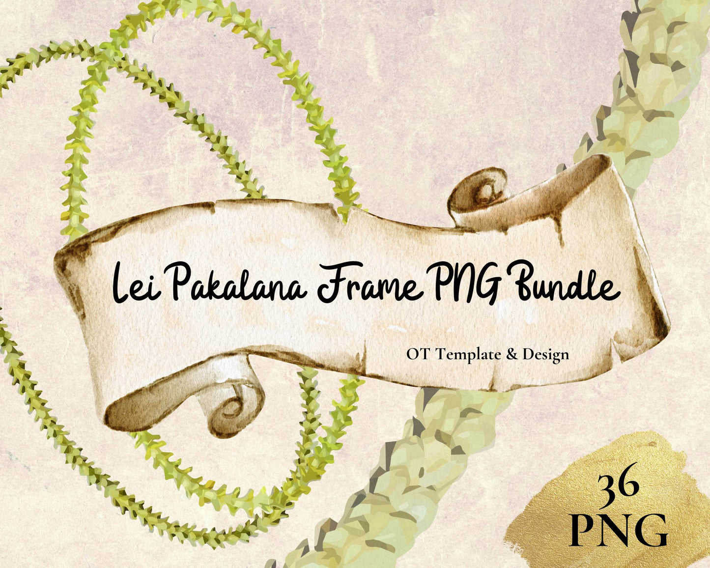 Pakalana Lei | Hawaiian Frame PNG Bundle | Digital Download