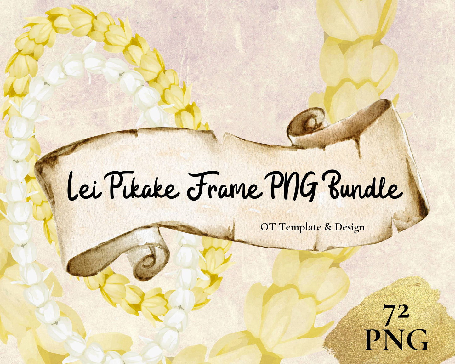 Pikake Lei | Hawaiian Frame PNG Bundle | Digital Download