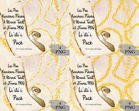 Puakenikeni Pikake 3 Strand Twist Lei | Hawaiian Frame PNG Liʻiliʻi Pack | Digital Download