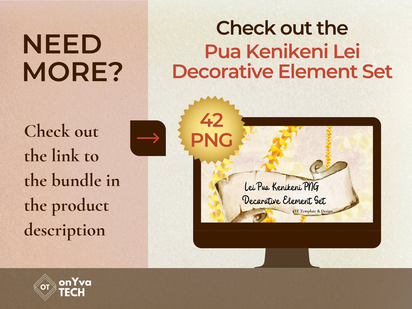 Puakenikeni Lei | Hawaiian PNG Decorative Element Liʻiliʻi Pack | Digital Download