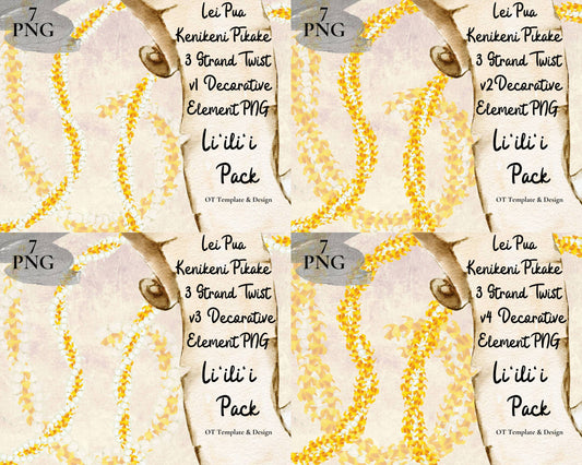 Puakenikeni Pikake 3 Strand Twist Lei | Hawaiian PNG Decorative Element Liʻiliʻi Pack | Digital Download