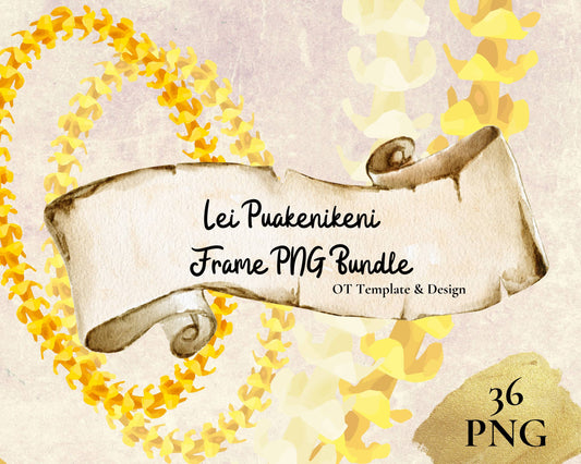 Puakenikeni Lei | Hawaiian Frame PNG Bundle | Digital Download