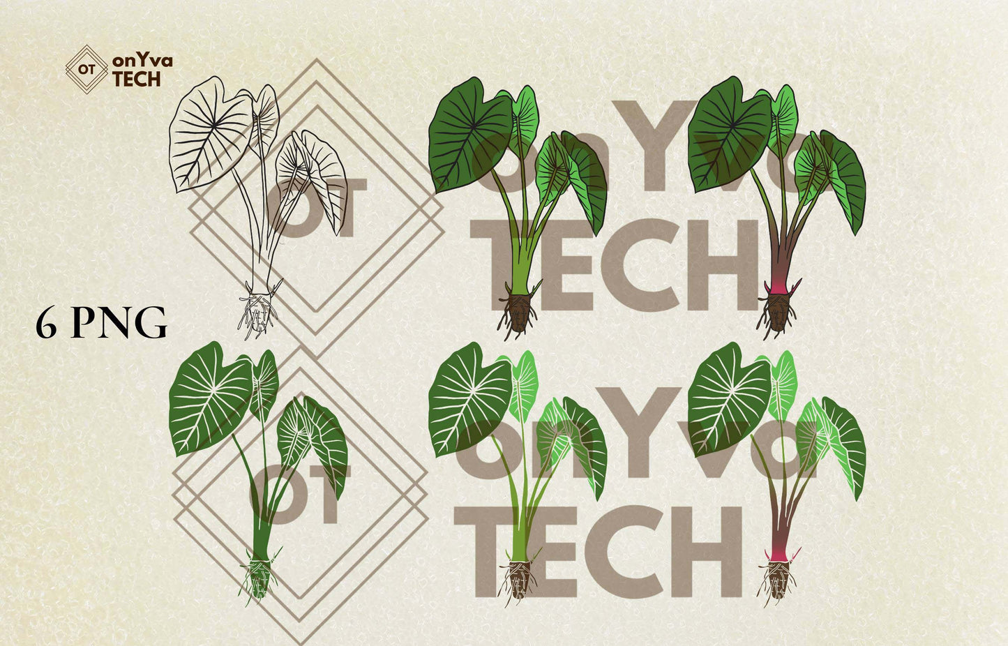 Taro Plant SVG PNG | Hawaiian Nature Clipart Bundle | Digital Download