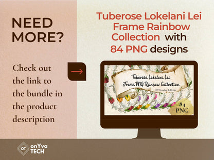 Tuberose Lokelani Lei | Hawaiian Frame PNG Bundle | Digital Download